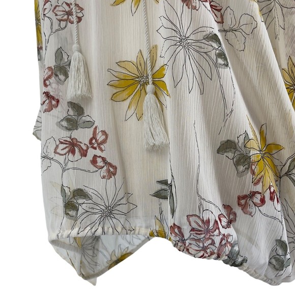 Maurices Womens Plus Size 0 Kimono Top 14W Sheer Floral Print Lace Up V Neck - Picture 10 of 13